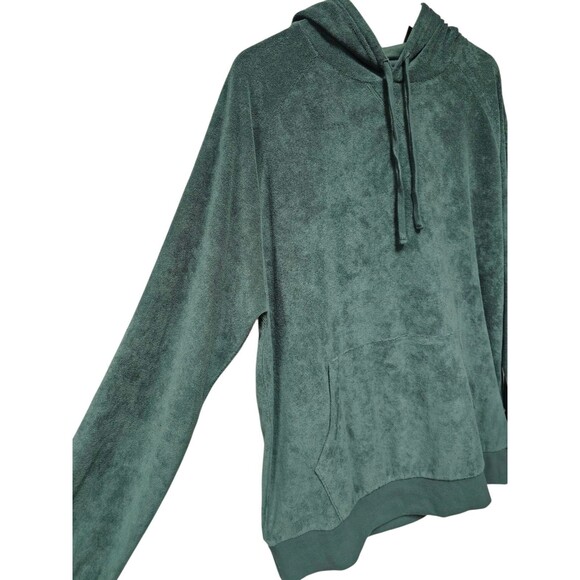 Mens 2XL Terry Cloth Hoodie Green Pullover Towel Sweatshirt Piombo Cozy Lounge - Picture 5 of 16